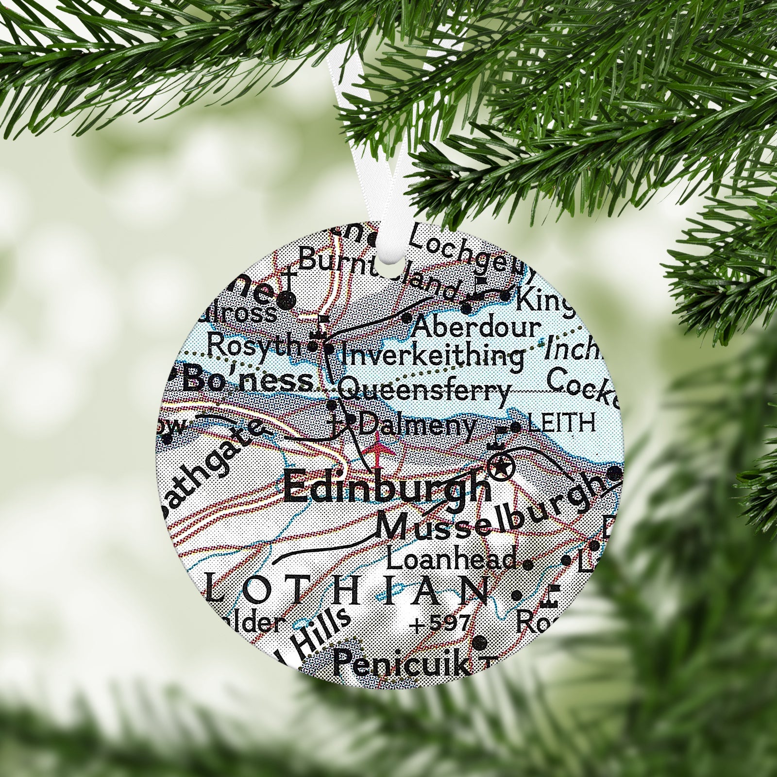Edinburgh Scotland Vintage Map Ornament