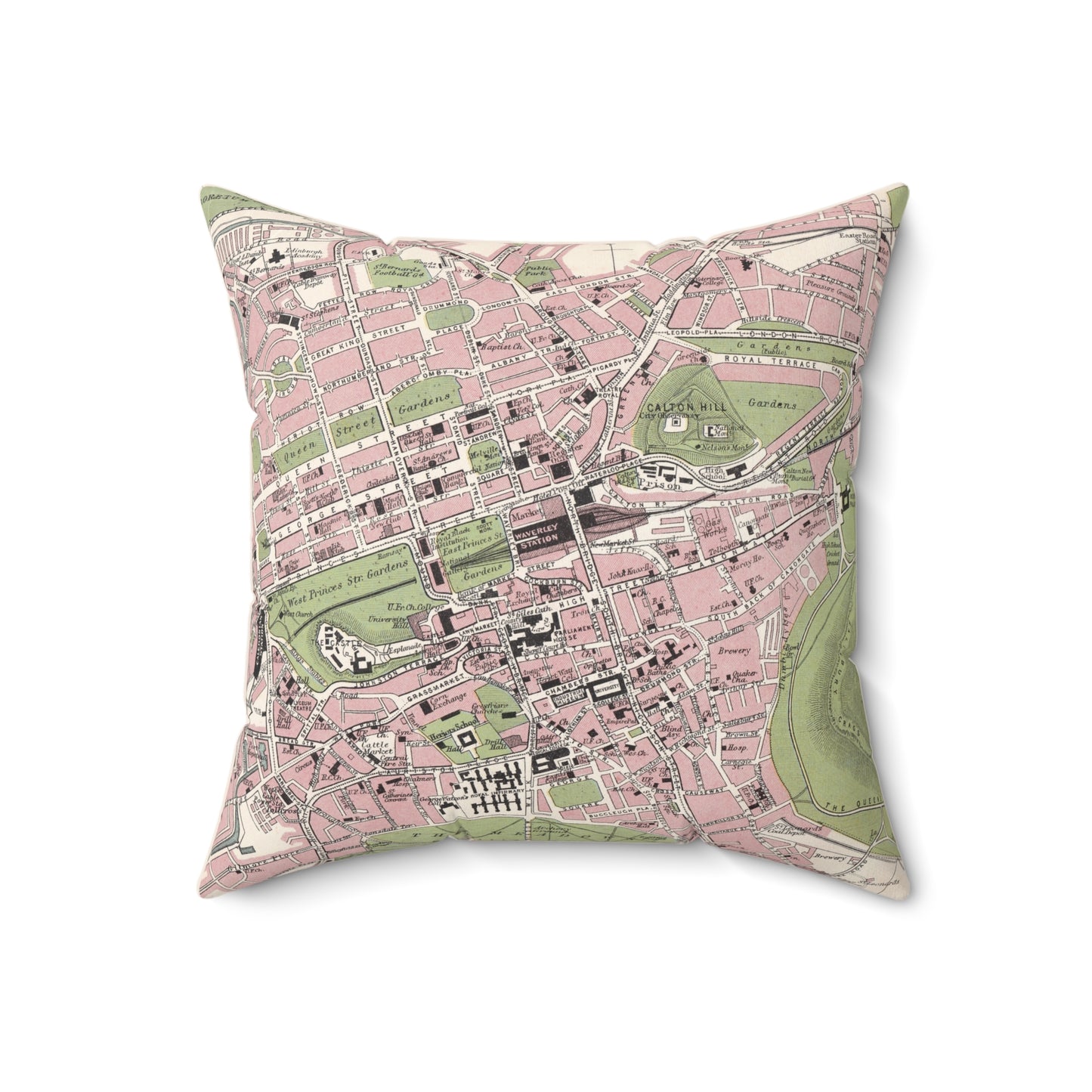 Edinburgh Scotland vintage map pillow