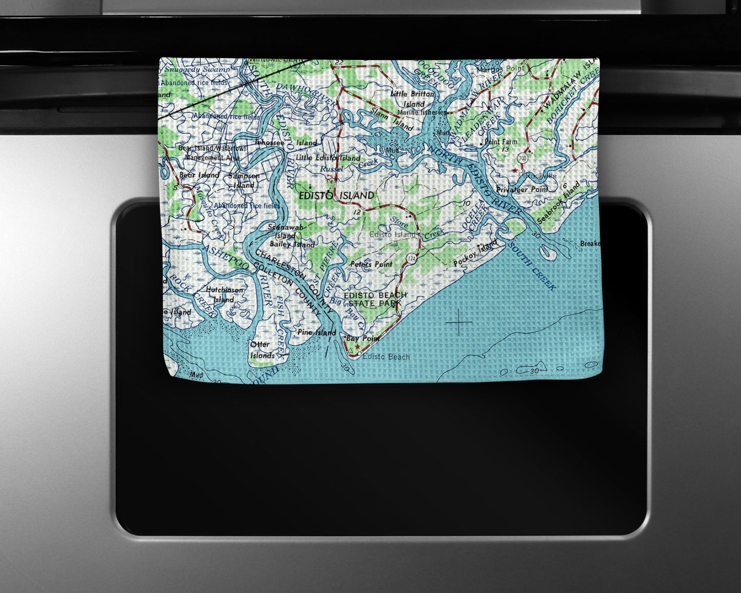 Edisto Island Map Tea Towel | Waffle-Weave Kitchen Towel Gift