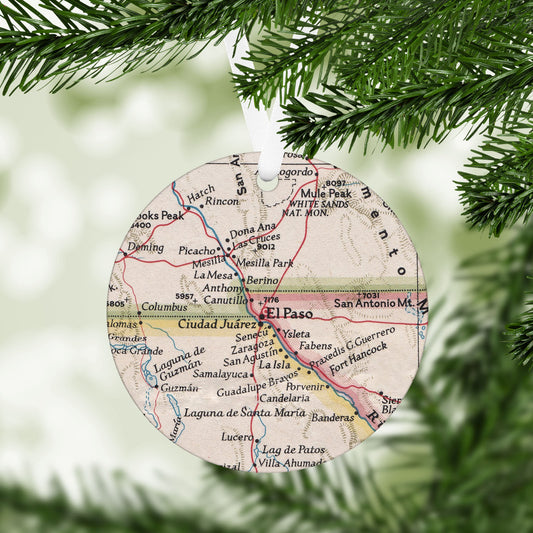 El Paso Texas Vintage Map Ornament