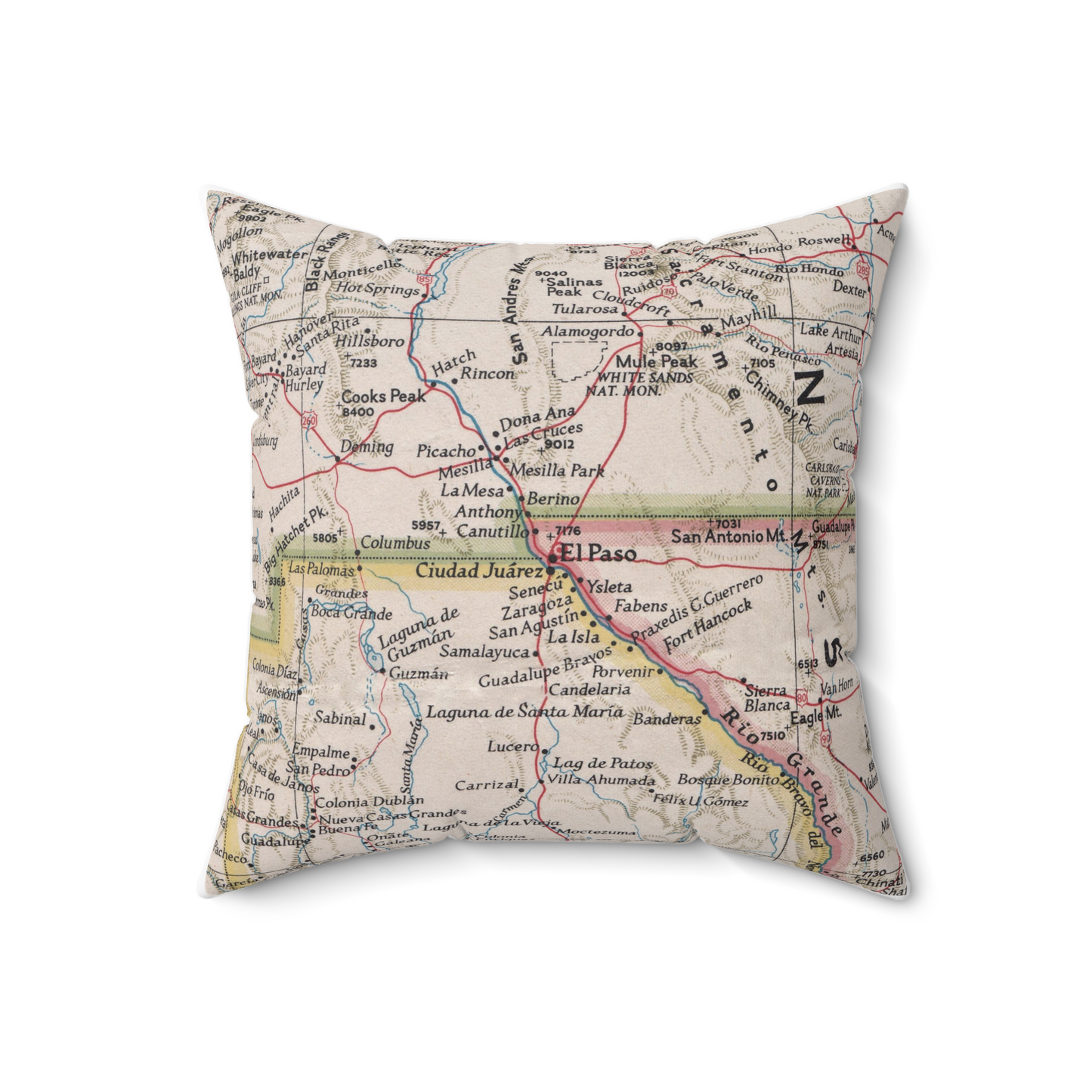 El Paso Texas vintage map pillow