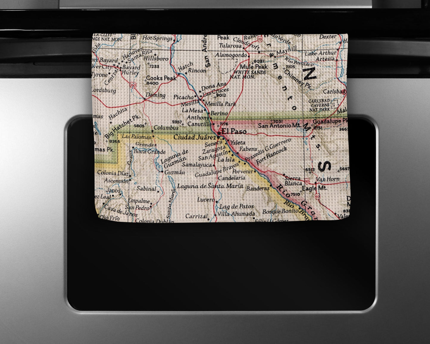 El Paso Texas Map Tea Towel | Waffle-Weave Kitchen Towel Gift