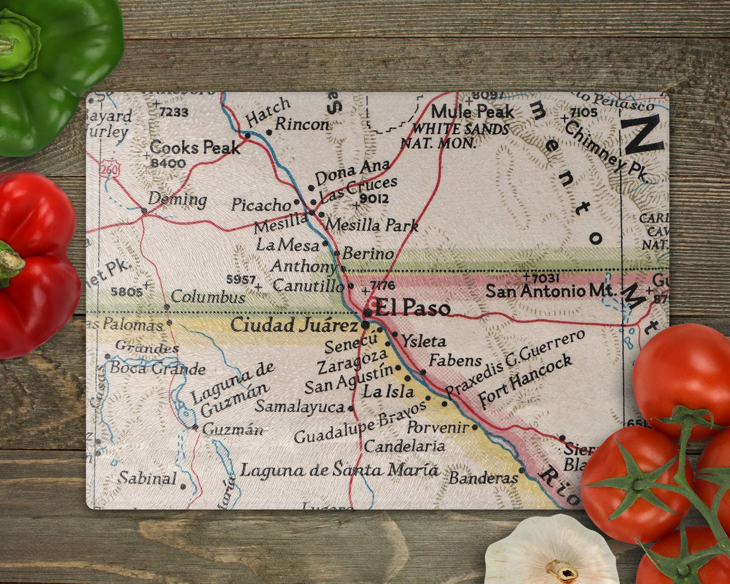 El Paso Texas Map Cutting Board | Travel Gift | Kitchen Decor