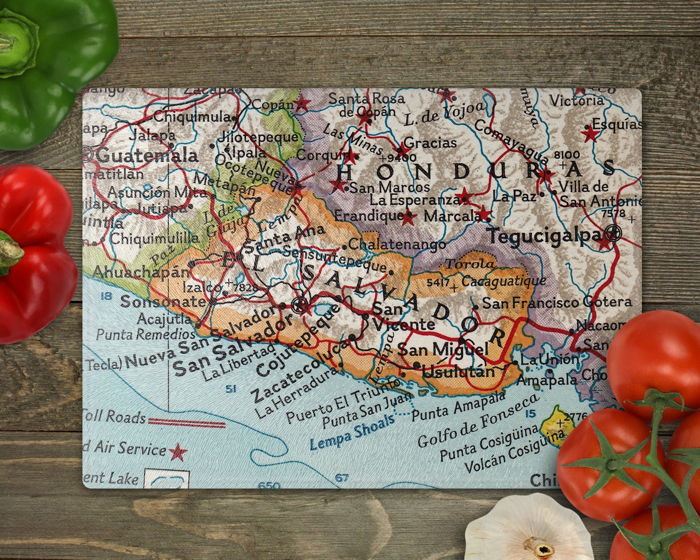 El Salvador Map Cutting Board | Travel Gift | Kitchen Decor