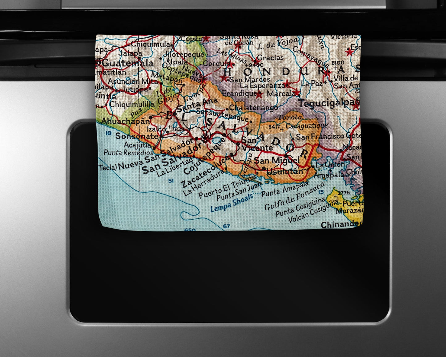 El Salvador Map Tea Towel | Waffle-Weave Kitchen Towel Gift