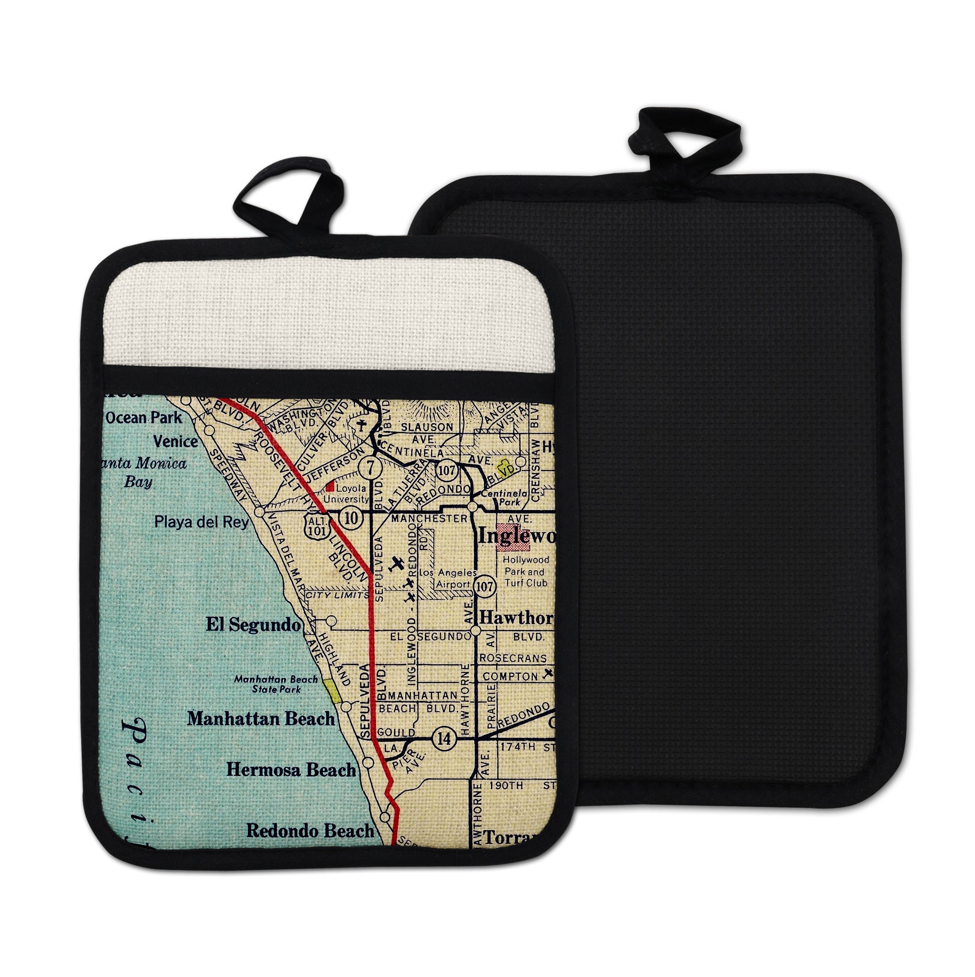 El Segundo California vintage map hot pad kitchen decor