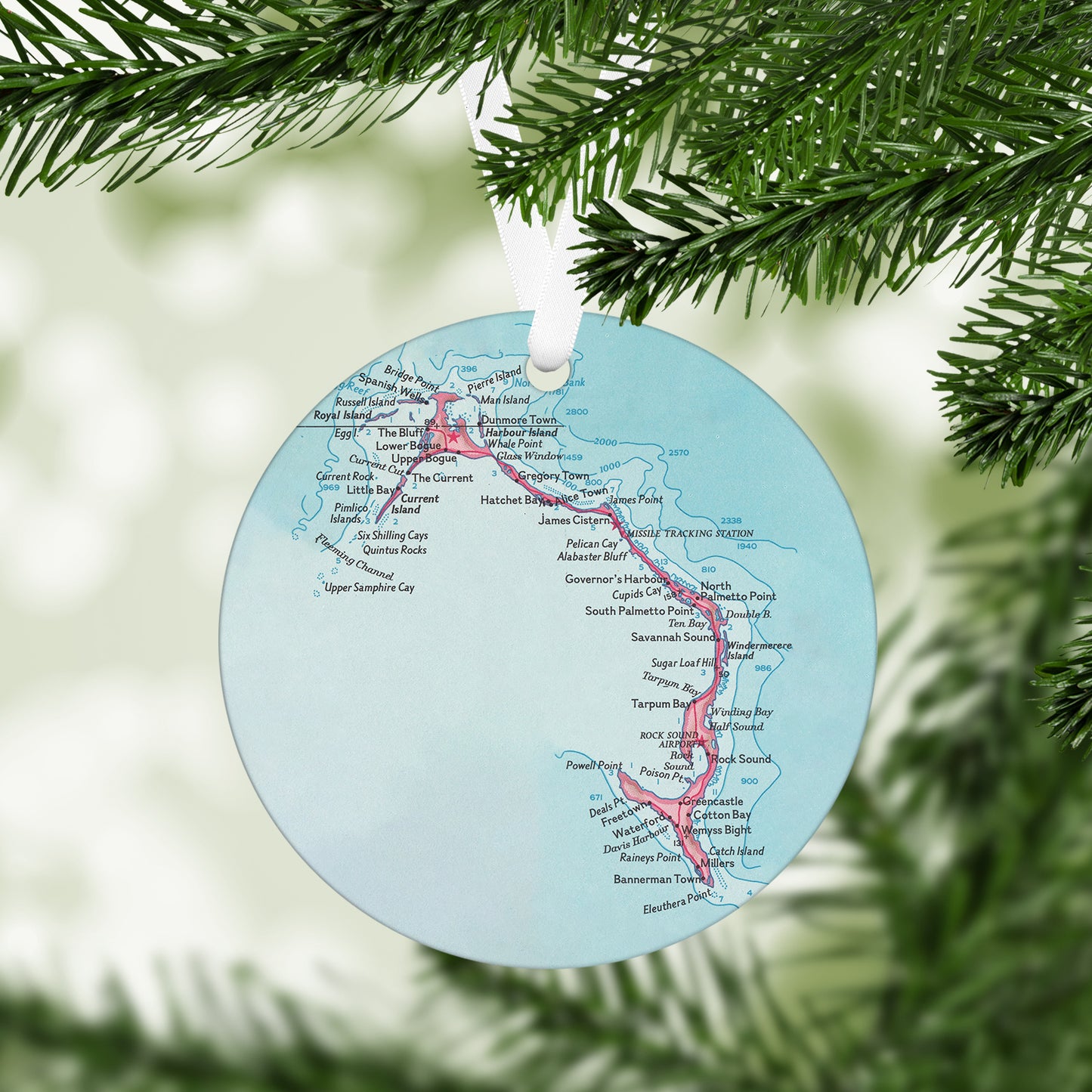 Eleuthera Bahamas Vintage Map Ornament