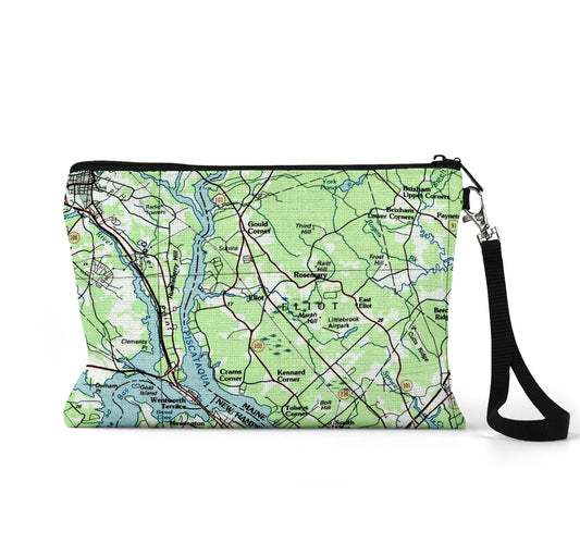 Eliot Maine map wristlet travel pouch
