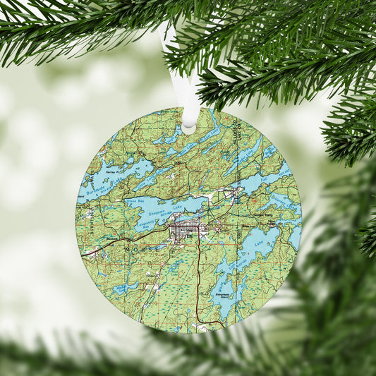 Ely Minnesota Vintage Map Ornament