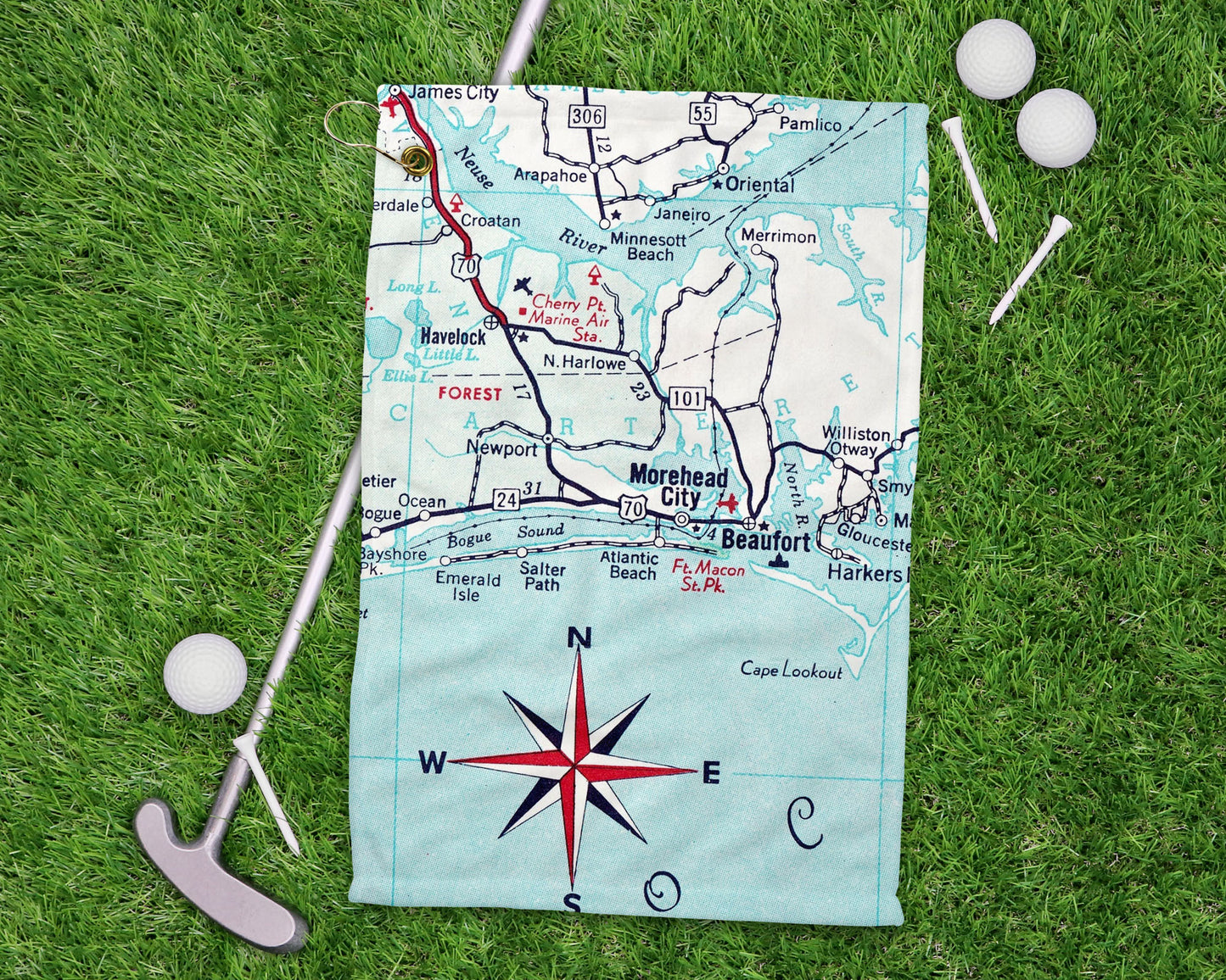 Emerald Isle North Carolina golf towel primary image