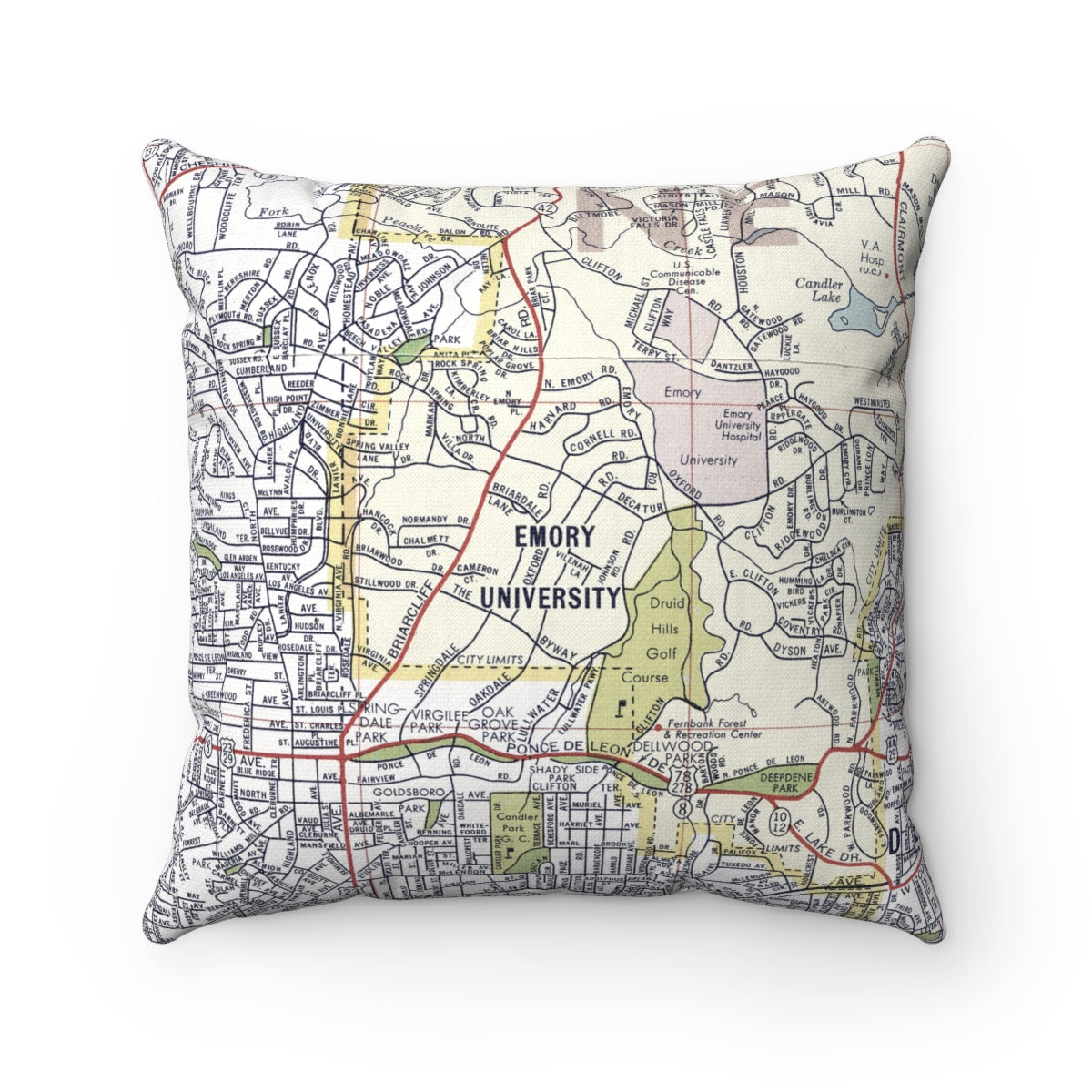 Emory University vintage map pillow