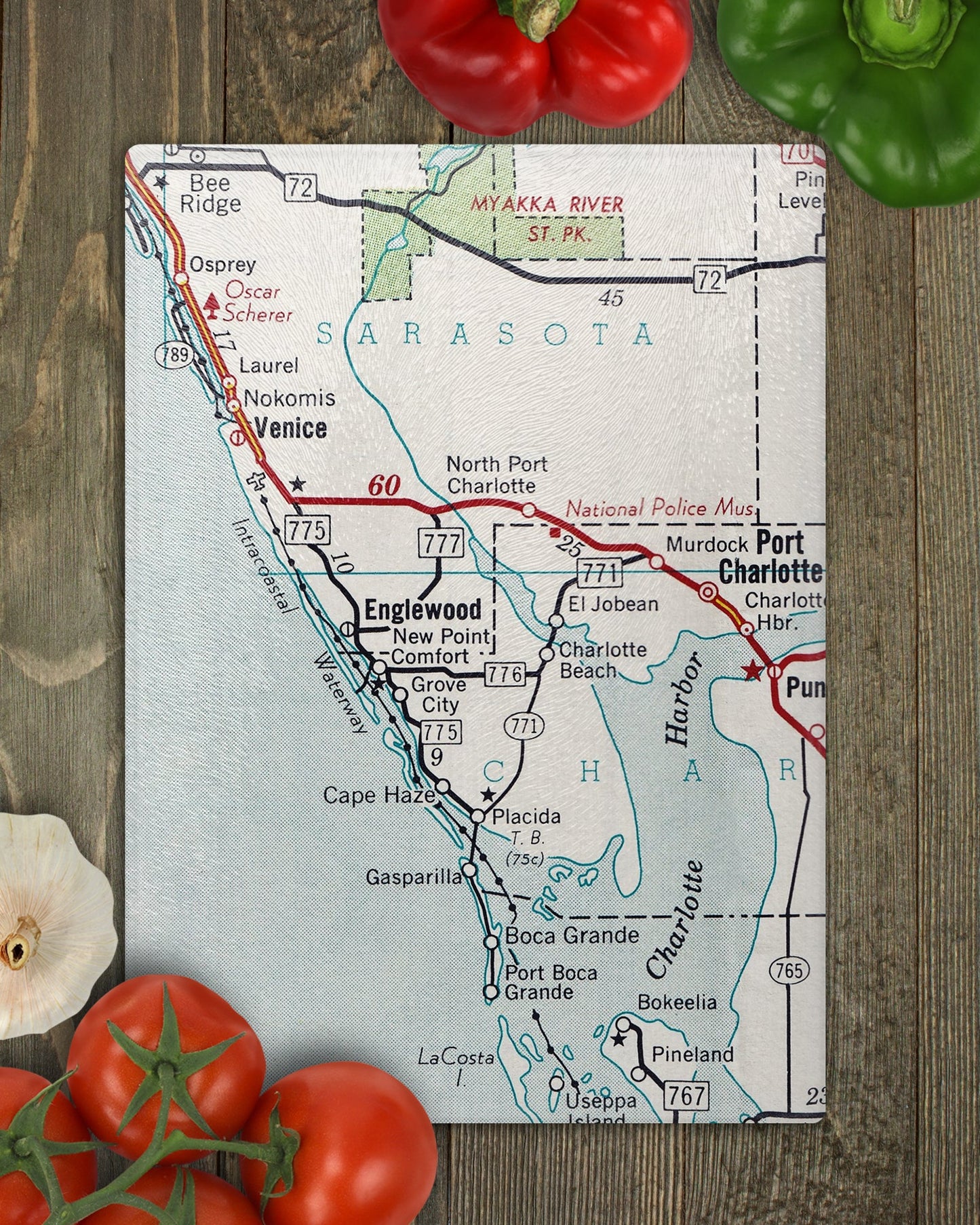 Englewood Florida Map Cutting Board | Travel Gift | Kitchen Decor