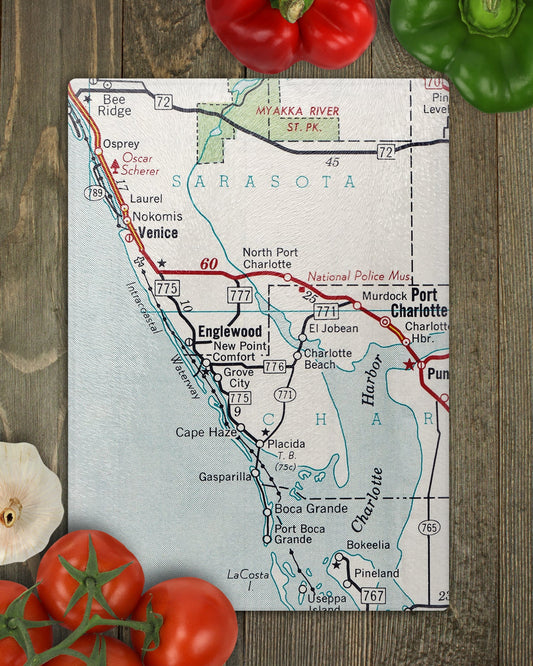 Englewood Florida Map Cutting Board | Travel Gift | Kitchen Decor