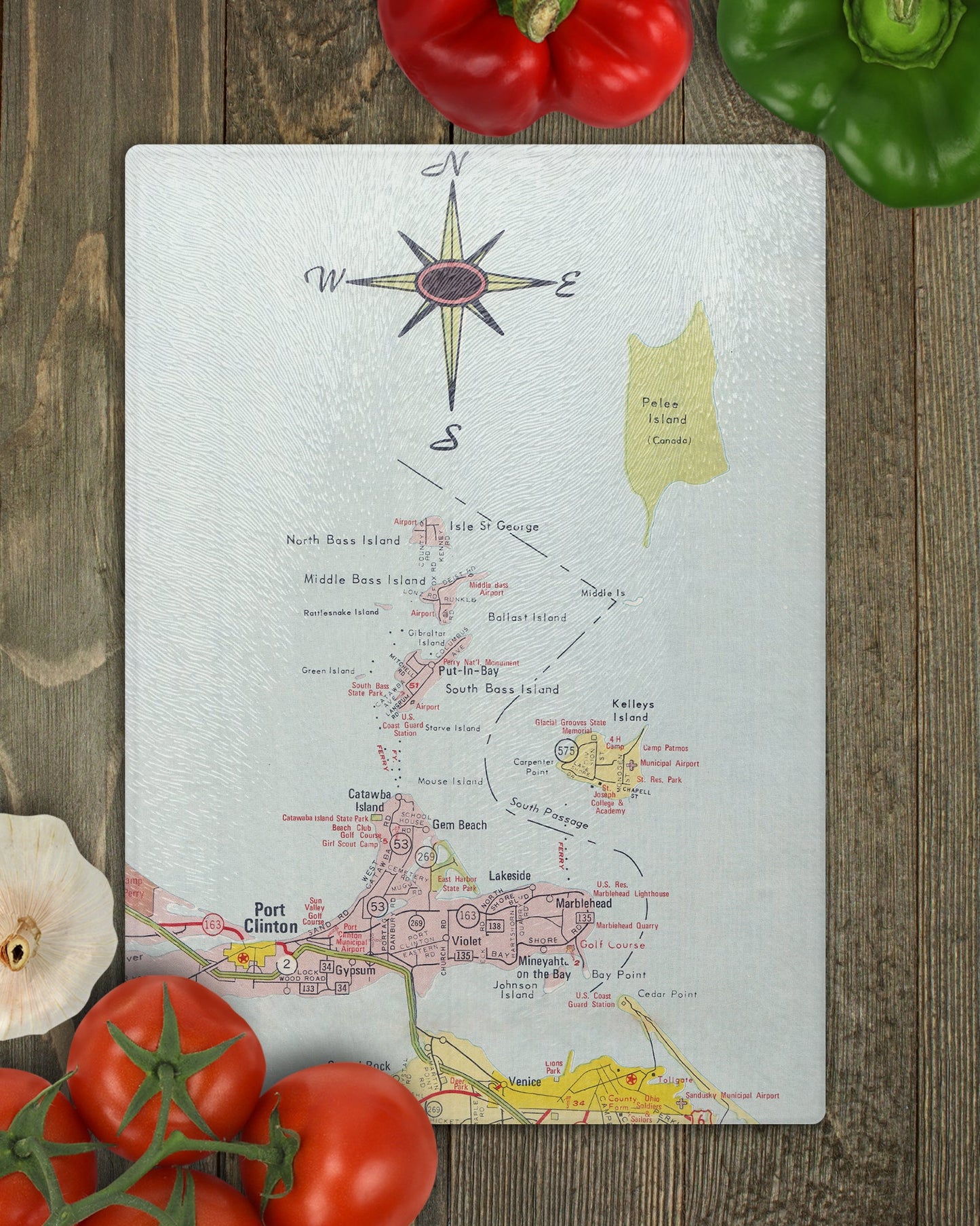 Erie Islands Ohio Map Cutting Board | Travel Gift | Kitchen Decor
