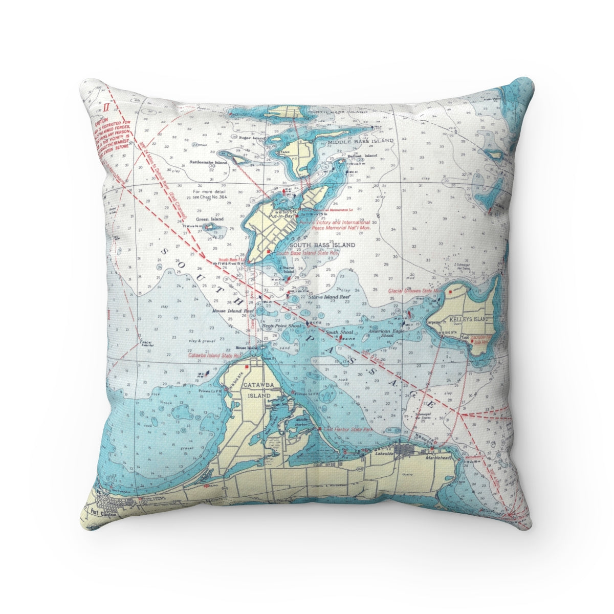 Erie Islands Ohio vintage map pillow