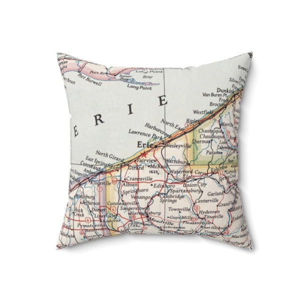 Erie Pennsylvania vintage map pillow