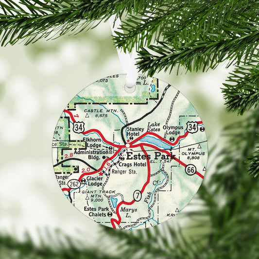 Estes Park Colorado Vintage Map Ornament