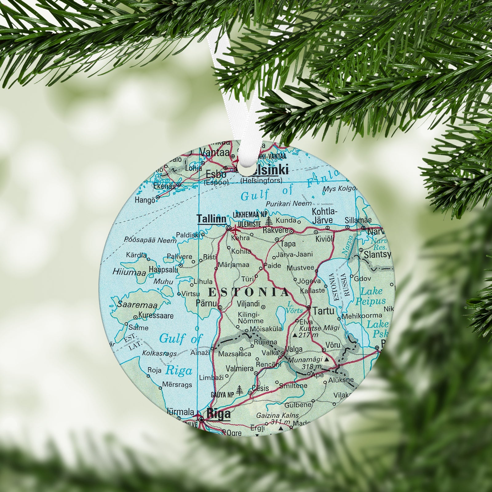 Estonia Vintage Map Ornament