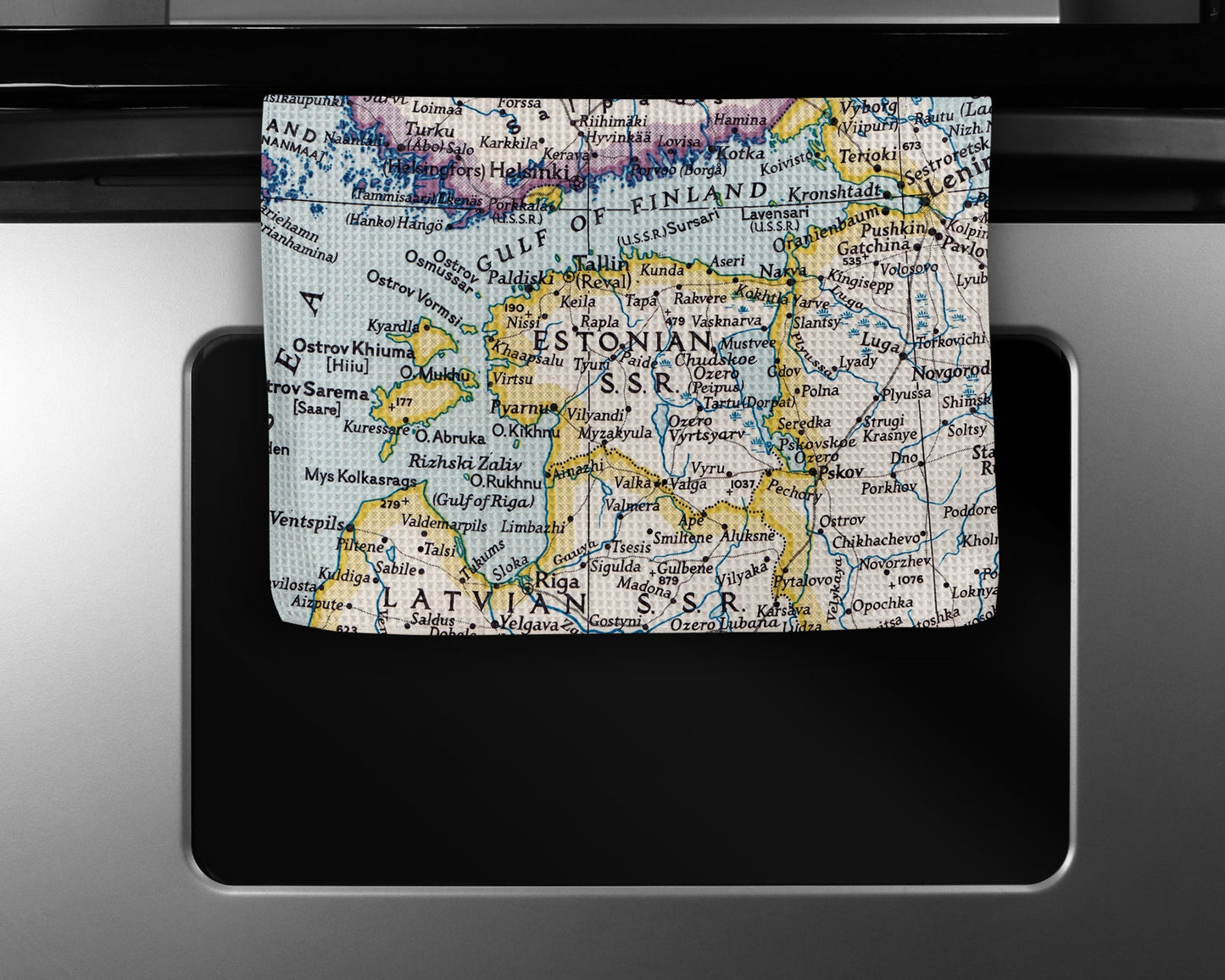 Estonia Map Tea Towel | Waffle-Weave Kitchen Towel Gift
