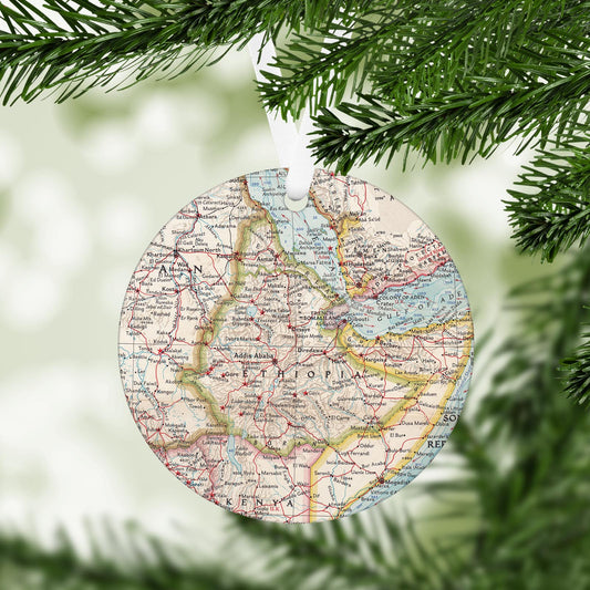 Ethiopia Vintage Map Ornament