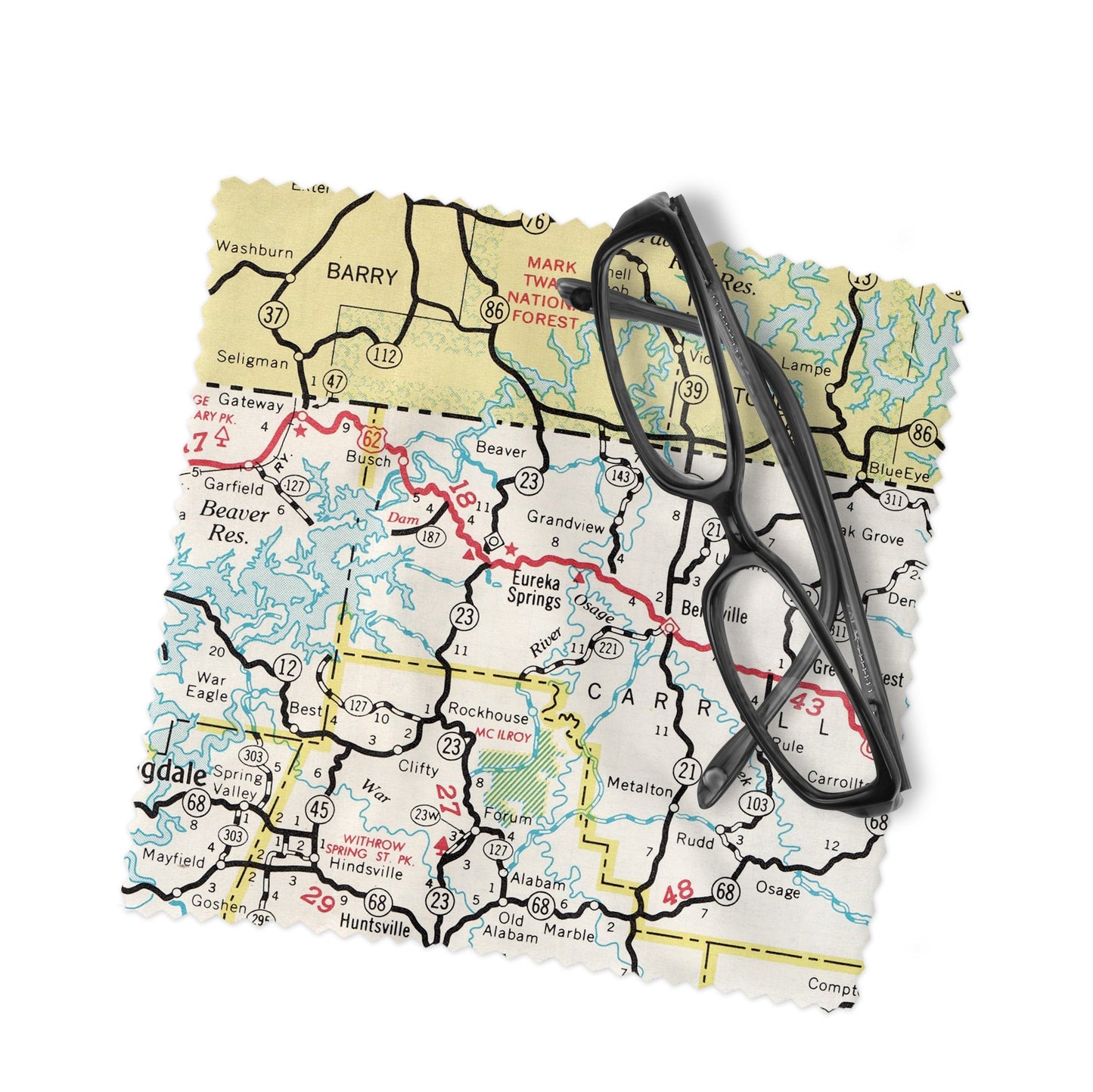 Eureka Springs Arkansas Map Lens Cloth | Eureka Springs Microfiber Glasses Cleaner | Travel Gift