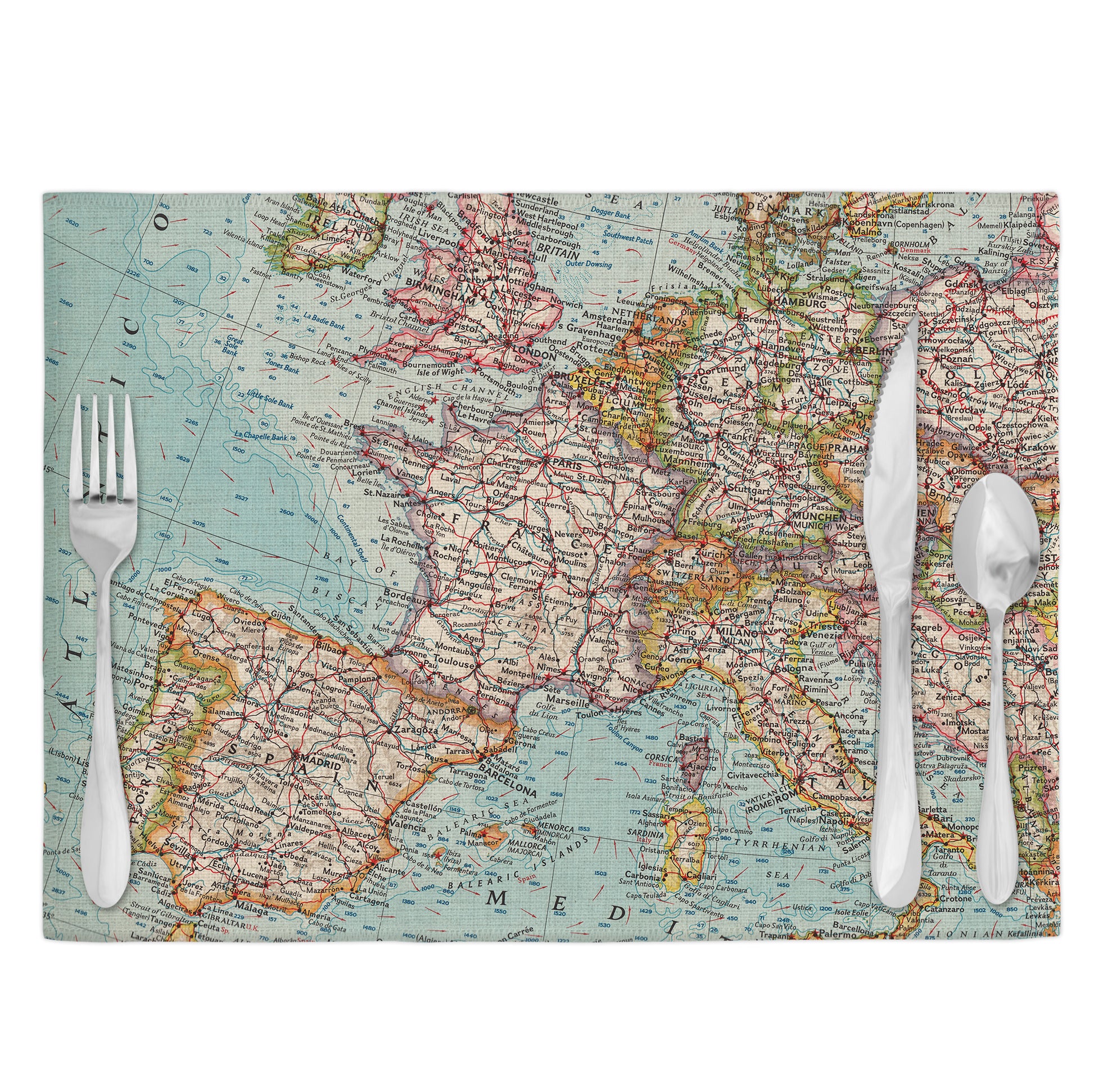 Europe Vintage Map Placemats Set of 4