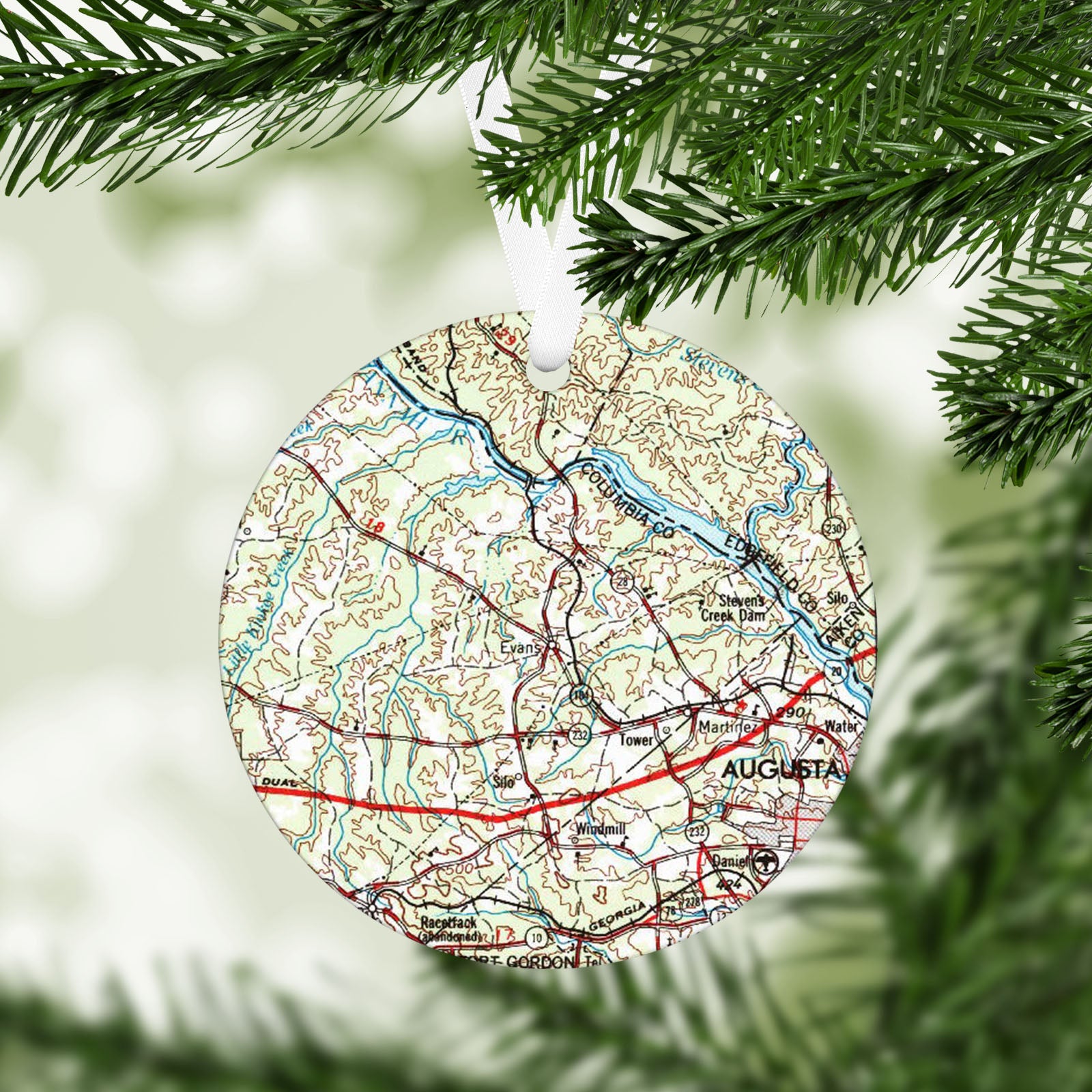 Evans Georgia Vintage Map Ornament