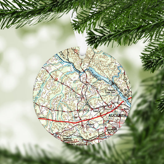 Evans Georgia Vintage Map Ornament