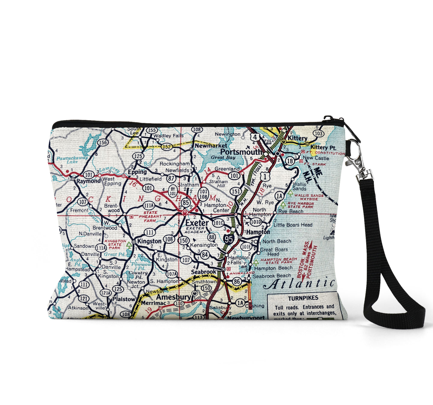 Exeter New Hampshire map wristlet travel pouch