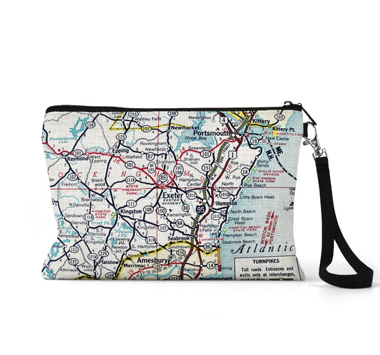 Exeter New Hampshire map wristlet travel pouch
