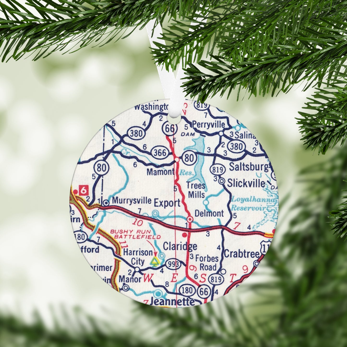 Export Pennsylvania Vintage Map Ornament