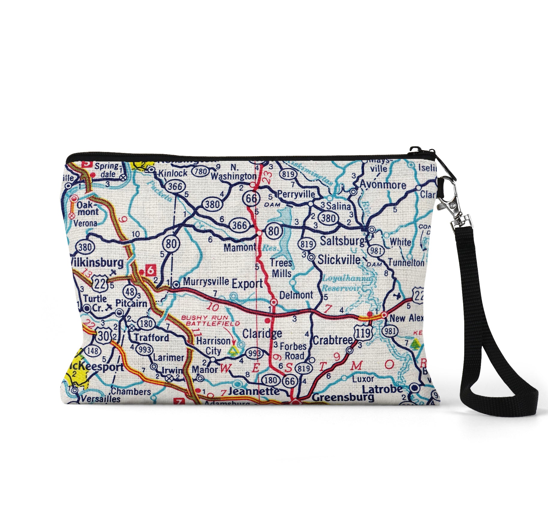 Export Pennsylvania map wristlet travel pouch
