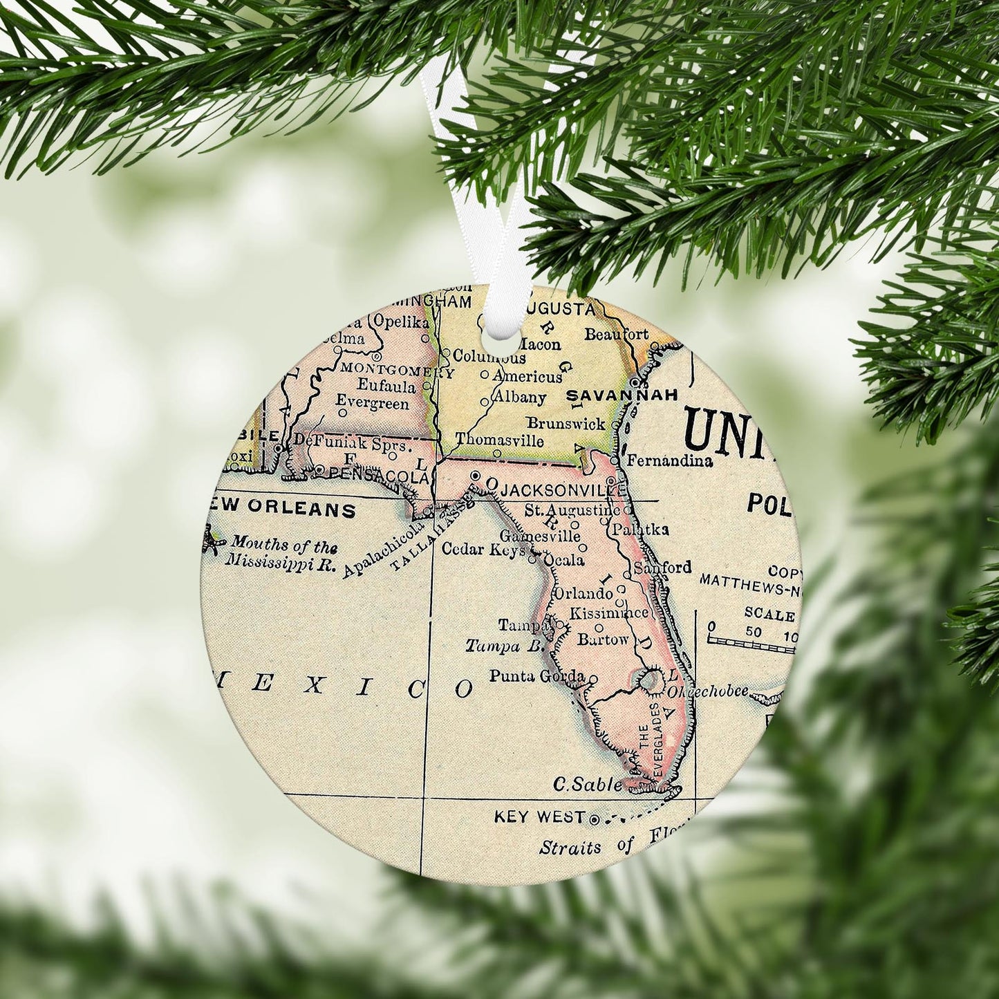 Florida Vintage Map Ornament