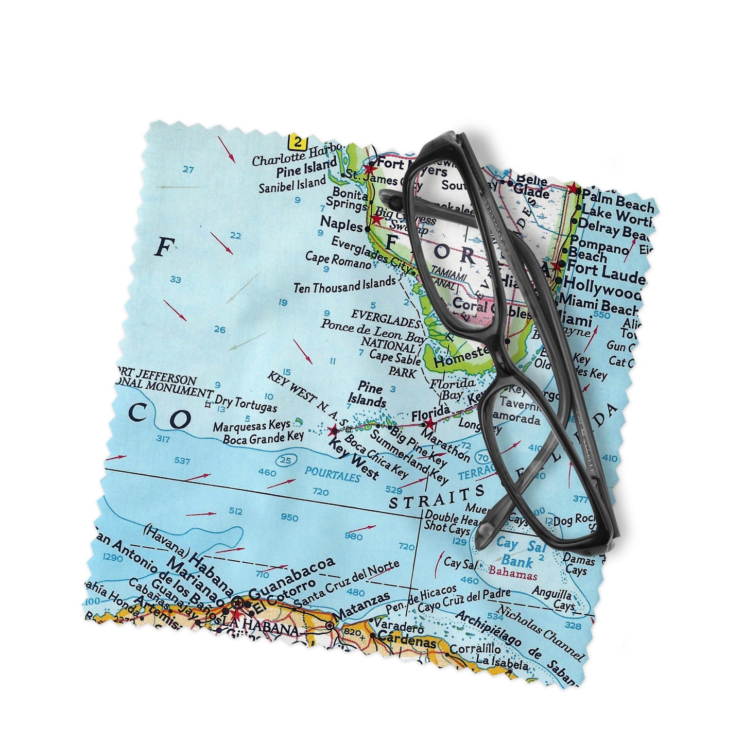 Florida Keys Map Lens Cloth | Florida Keys Microfiber Glasses Cleaner | Travel Gift