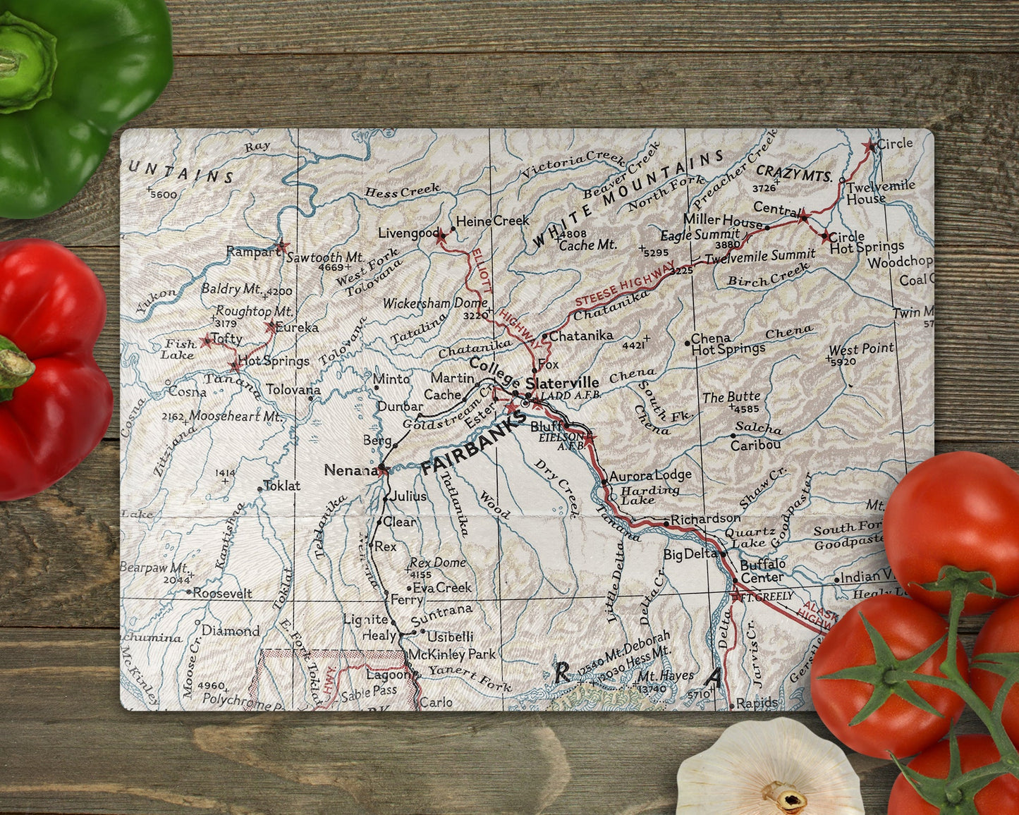 Fairbanks Alaska Map Cutting Board | Travel Gift | Kitchen Decor