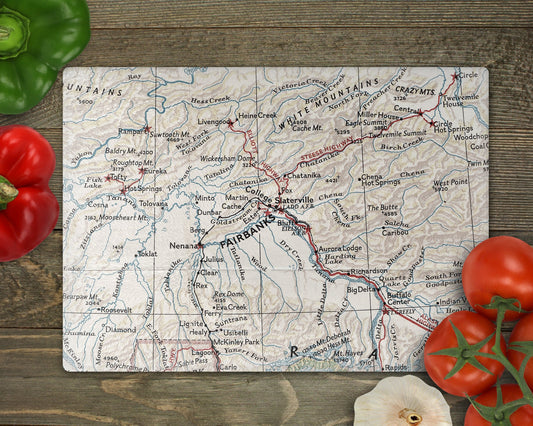 Fairbanks Alaska Map Cutting Board | Travel Gift | Kitchen Decor