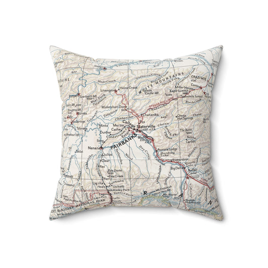 Fairbanks Alaska vintage map pillow