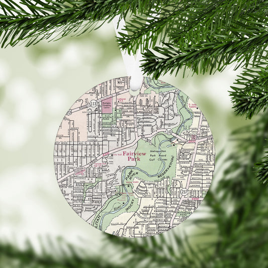 Fairview Park Ohio Vintage Map Ornament