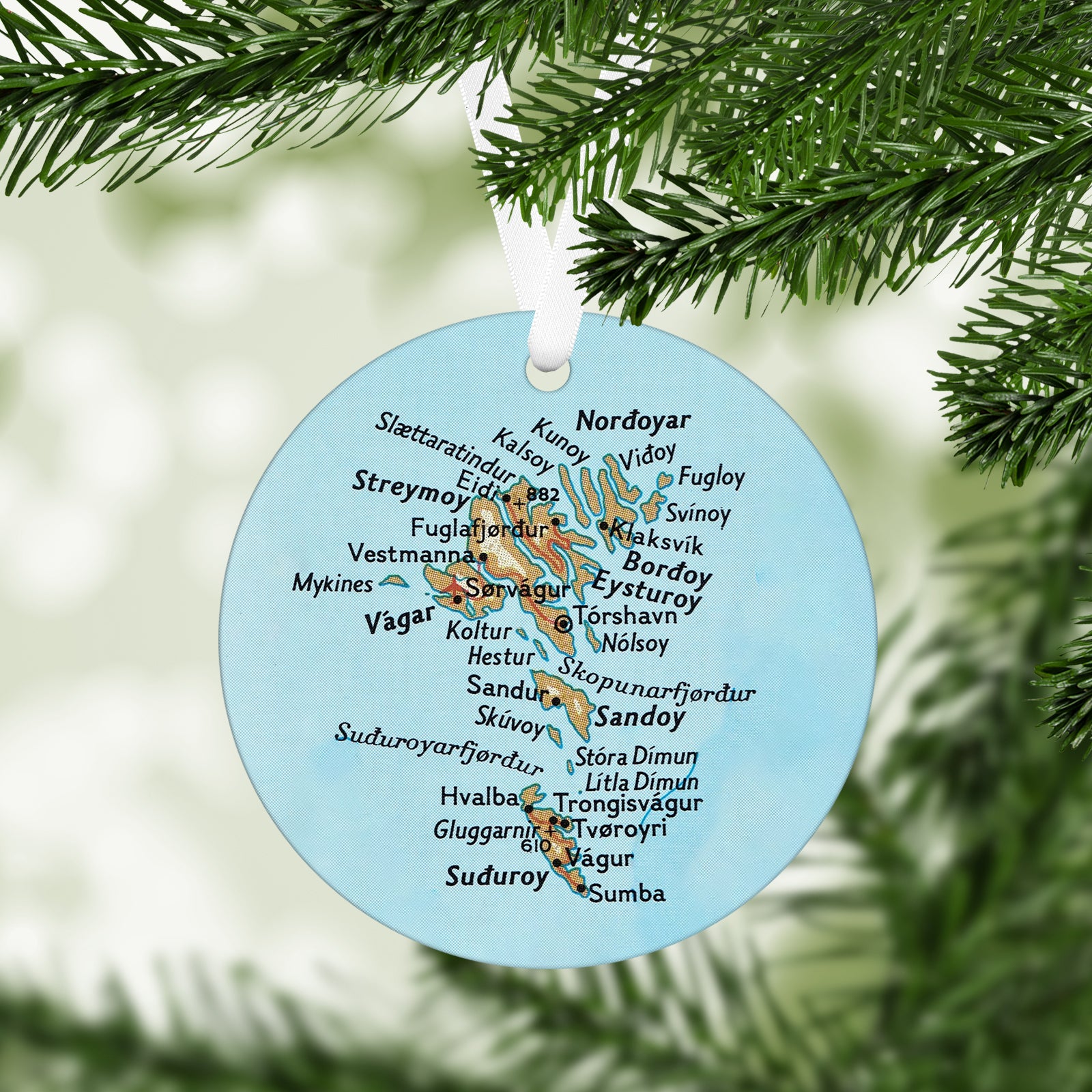 Faroe Islands Vintage Map Ornament