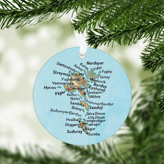 Faroe Islands Vintage Map Ornament