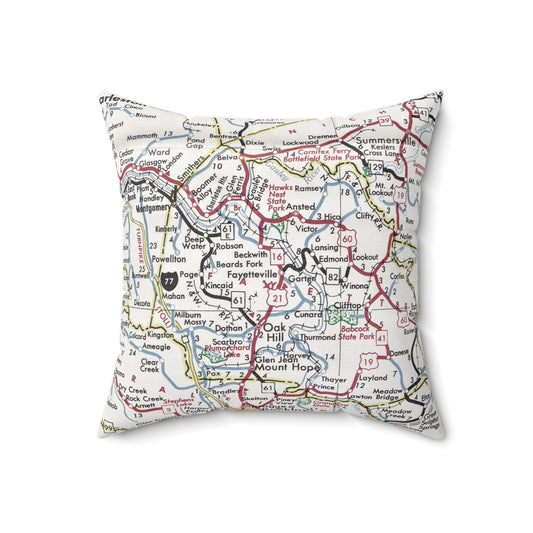 Fayetteville West Virginia vintage map pillow