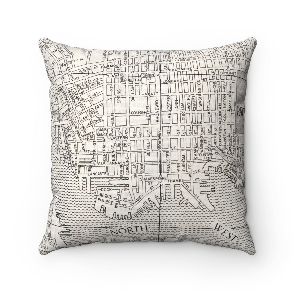 Fells Point Baltimore vintage map pillow
