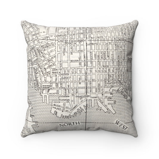 Fells Point Baltimore vintage map pillow