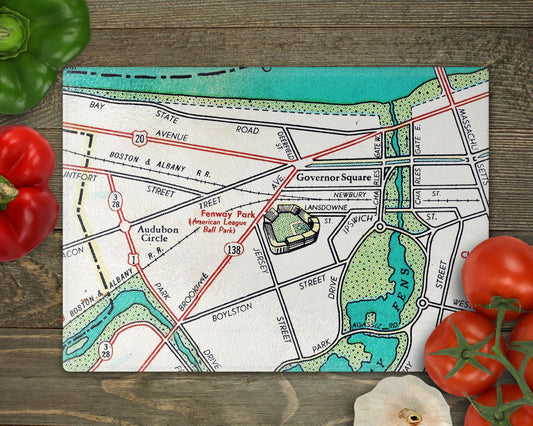 Fenway Park Boston Map Cutting Board | Travel Gift | Kitchen Decor