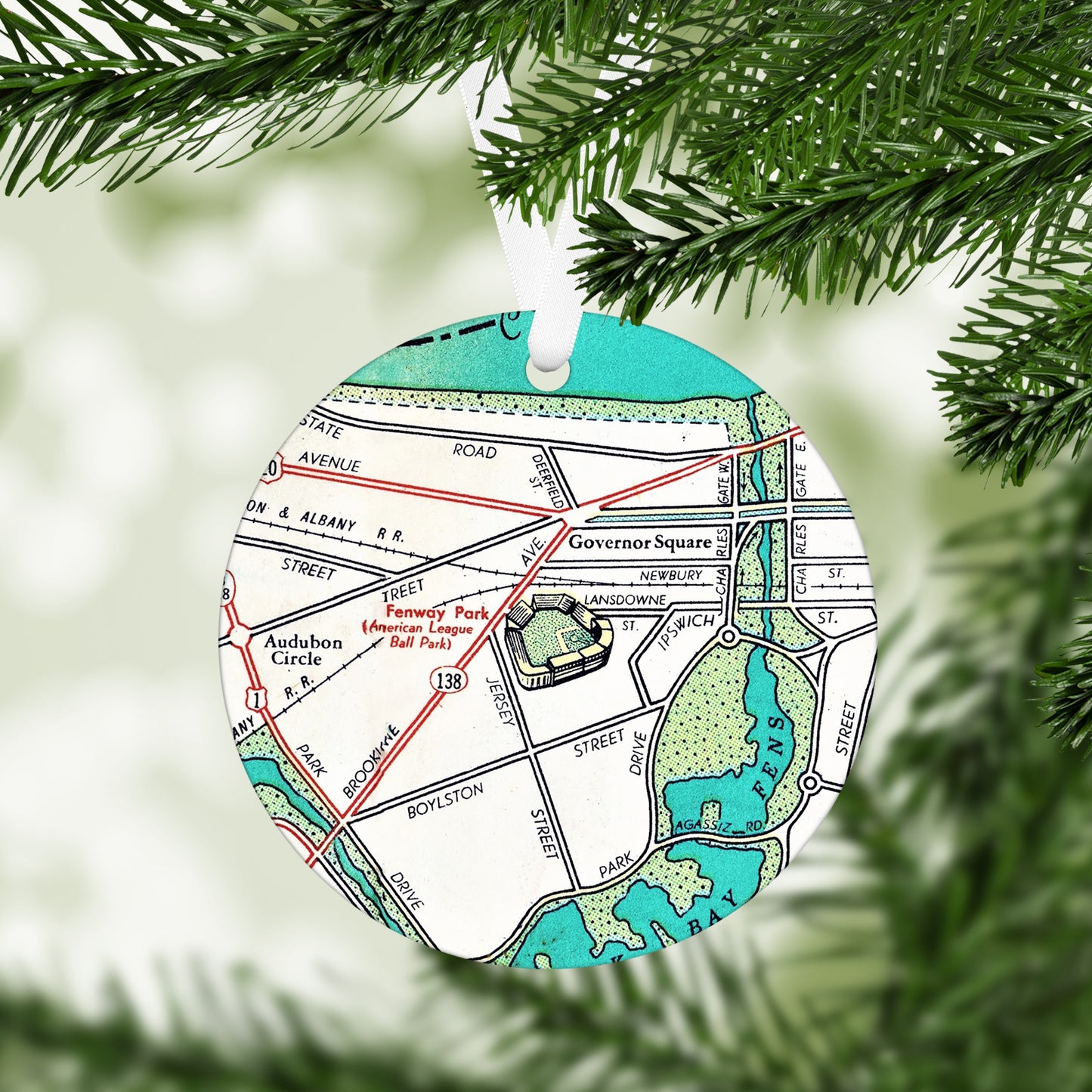 Fenway Park, Boston Vintage Map Ornament