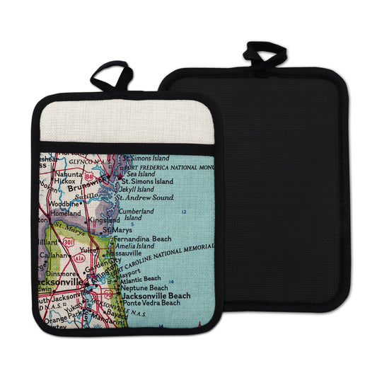 Fernandina Beach Florida vintage map hot pad kitchen decor