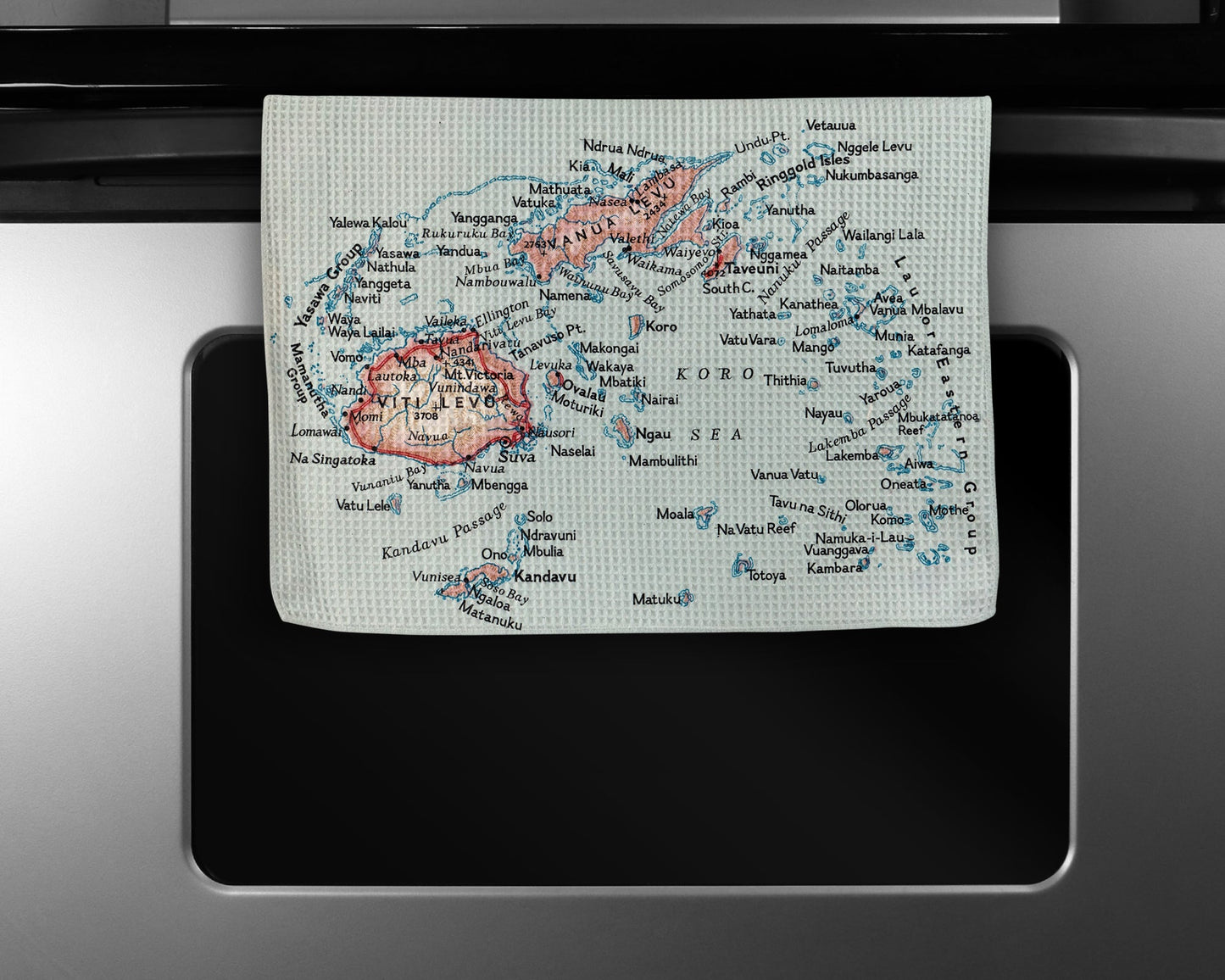 Fiji Map Tea Towel | Waffle-Weave Kitchen Towel Gift