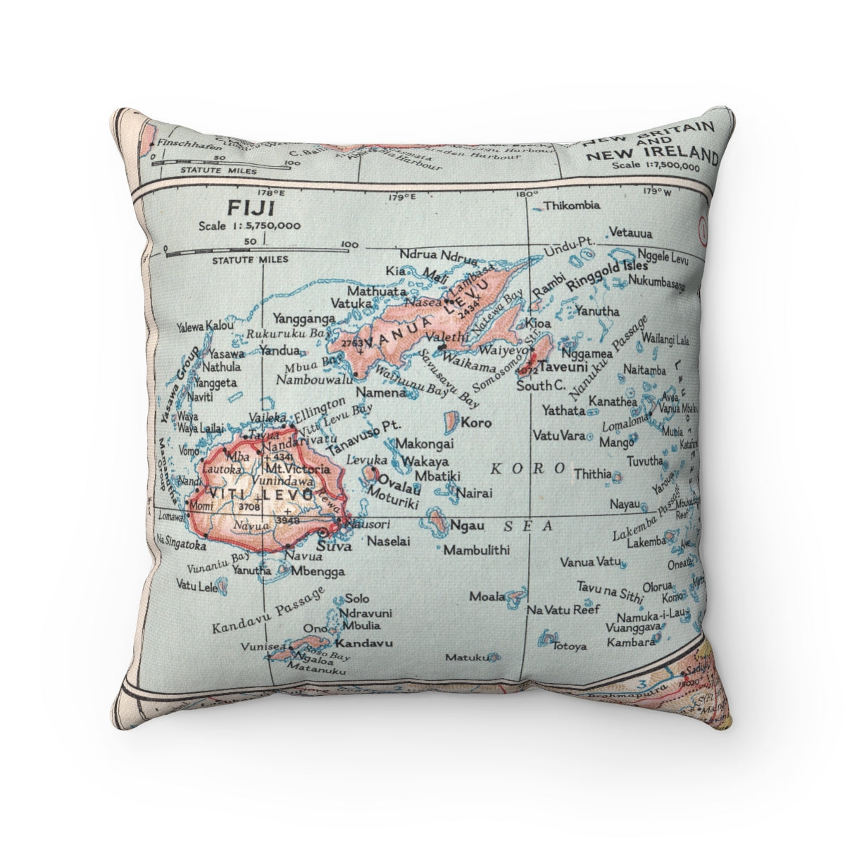 Fiji vintage map pillow