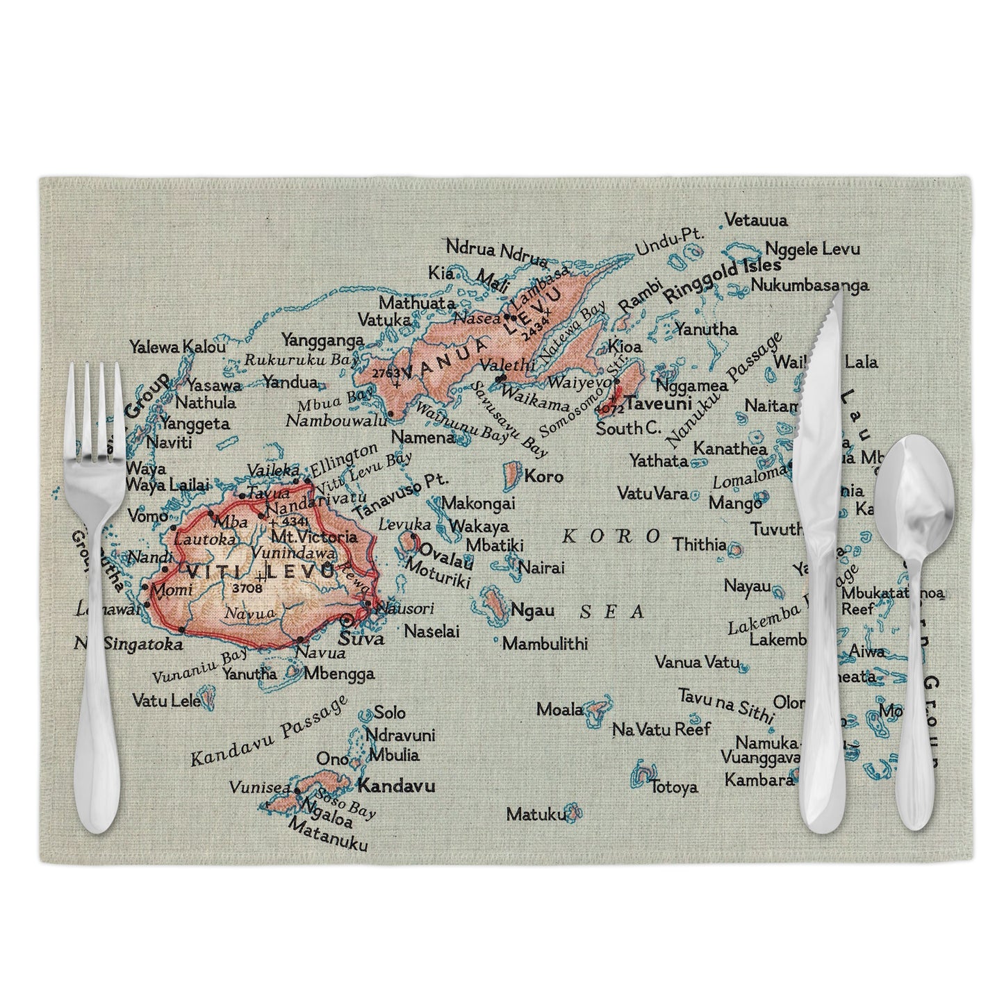 Fiji Vintage Map Placemats Set of 4