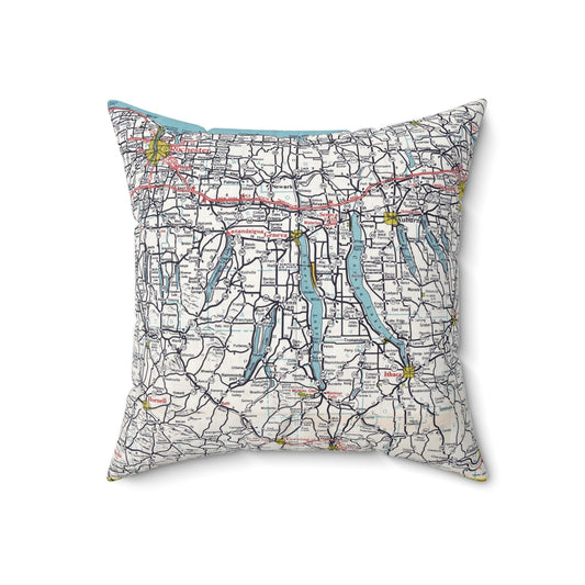 Finger Lakes New York vintage map pillow